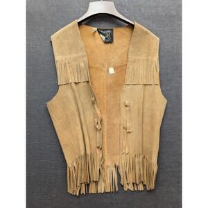 Vintage Suede Fringed Vest Vanderbilt Boho Festival Vest Bohemian Unisex Size M*